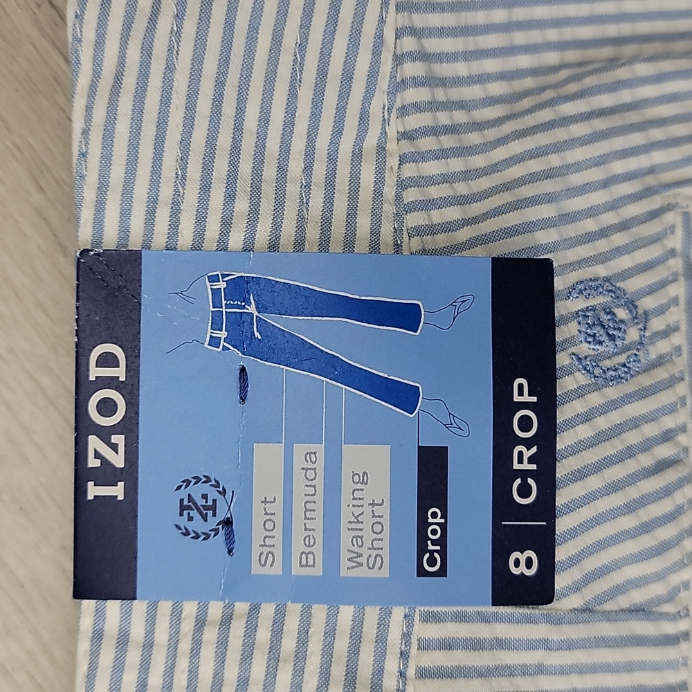 IZOD ladies blue and white striped size 8 Bermuda Shorts NWT [21] - Picture 8 of 12